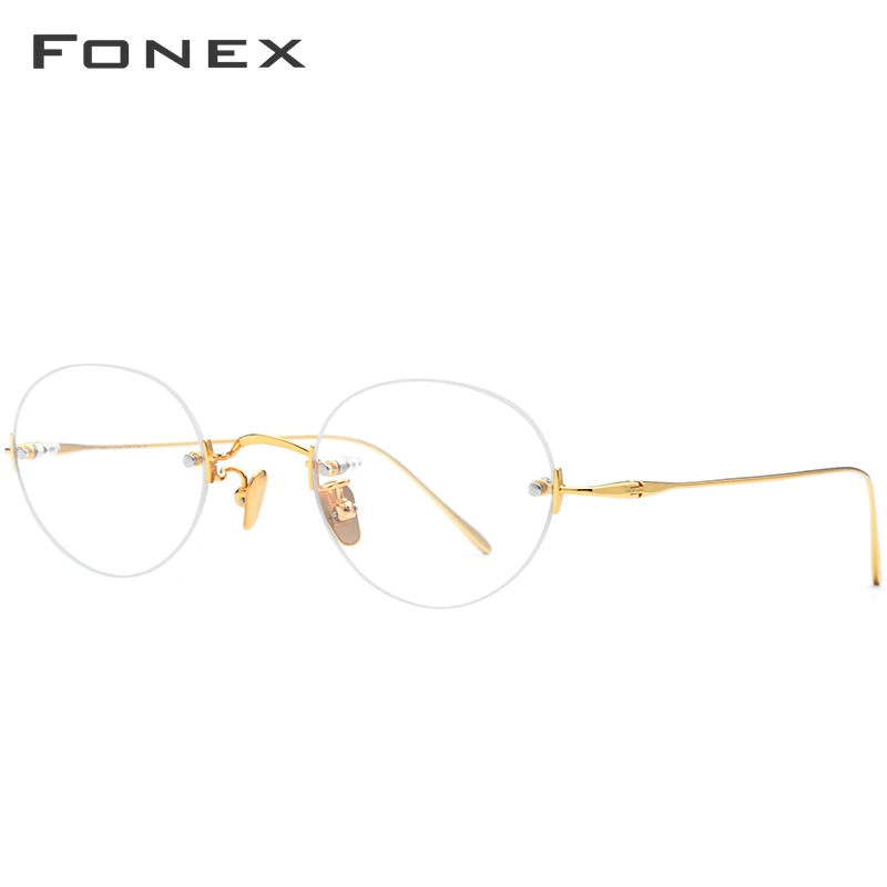 FONEX B титановые очки без оправы женские очки по рецепту Близорукость оптическая оправа для очков мужские новые винтажные Ретро овальные очки 869