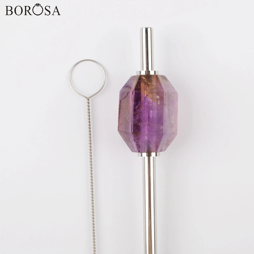 BOROSA драгоценный камень из нержавеющей стали соломы для напитков Высокое качество 304 многоразовые питьевые соломы для бара вечерние WX1203