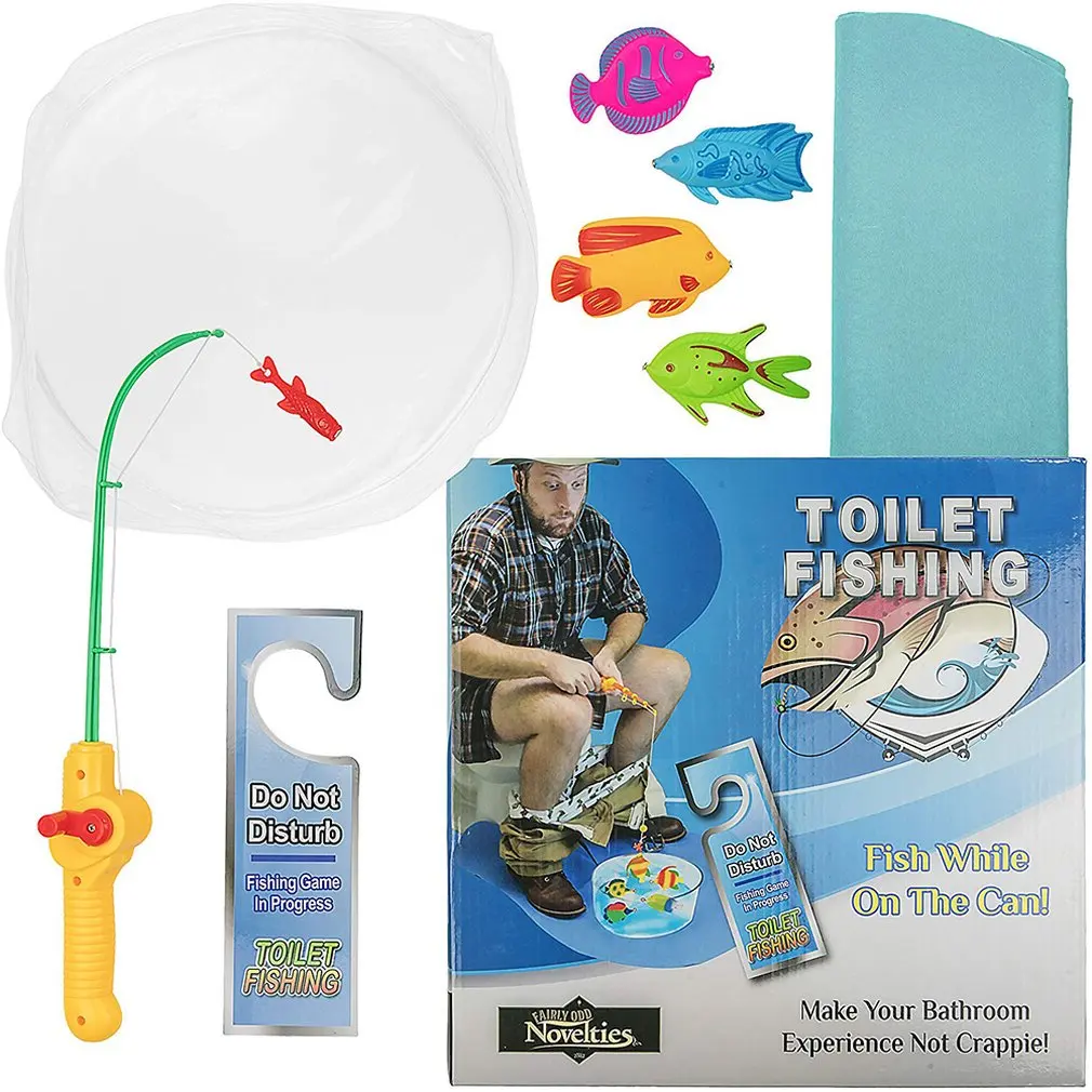 Magnetic Fun Toy Toilet Fishing Game Set Potty Time Fish Game For Adults Kids