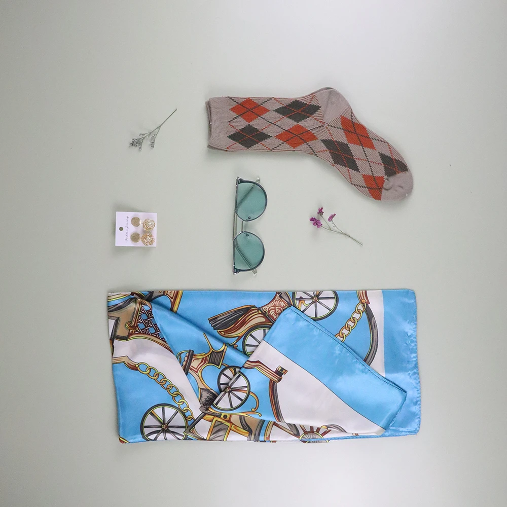

90*90 Blue Silk Scarf Set Different Type Unique Design for Woman's Day or Mother's Day Gift 2020 Birthday Gift