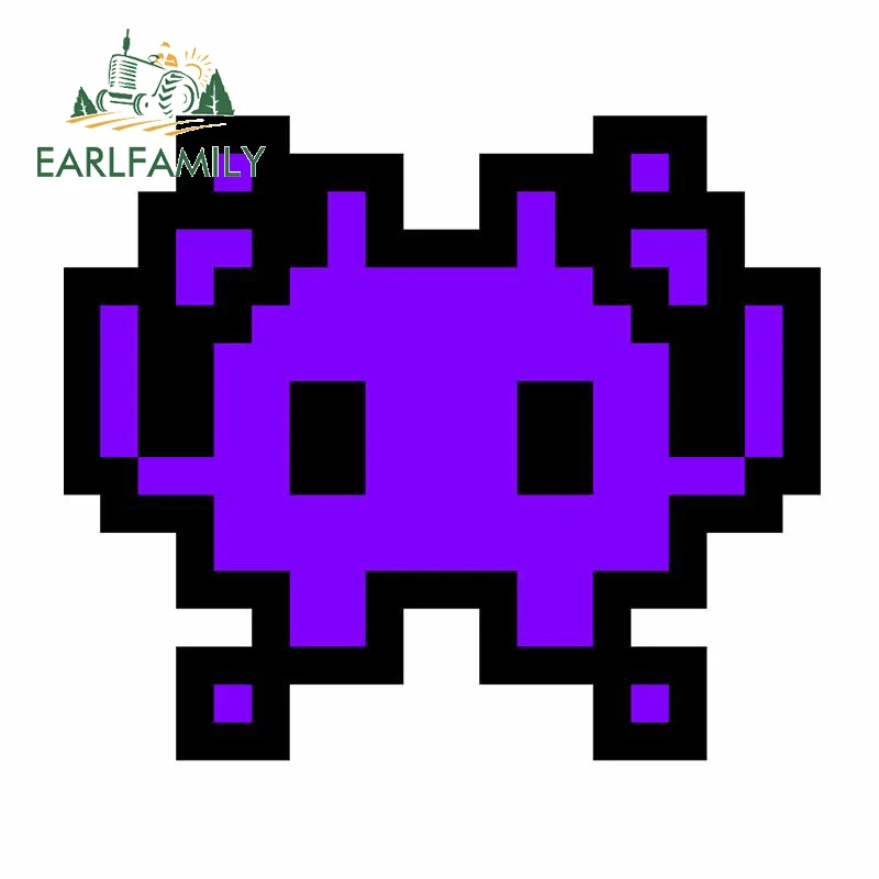 Earlfamily 13Cm X 11.3Cm Per Arcade Space Invasers Adesivo Per Auto Viola Decalcomania Da Parete Impermeabile Snowboard Condizionatore D'Aria Grafica