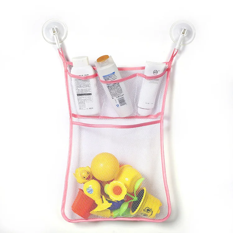 Kids Baby Bath Toys Tidy Storage Suction Cup Folding Bag Baby Bathroom Toys Protable Suction Cup Baskets Mesh Bag Organiser Net 7