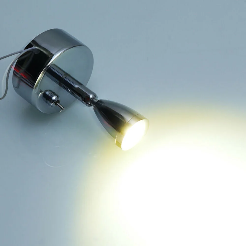 Белый с хромированными вставками светодиодный чтение светильник настенный прикроватные лампы 12 V-24 V 1W с помощью винтов