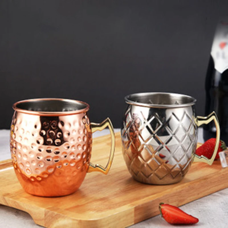 Stainless Steel 304 Mug Latticed / Hammered Style Drinking Cup 110cm High No Burr, No Hurt To Hands