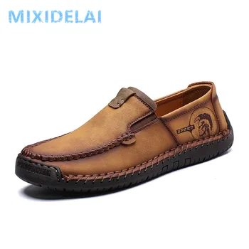 

2020 New Fashion Style Leather Spring Casual Shoes Men Shoes Handmade Vintage Loafers Flats Hot Sale Moccasins Big Size 38-48