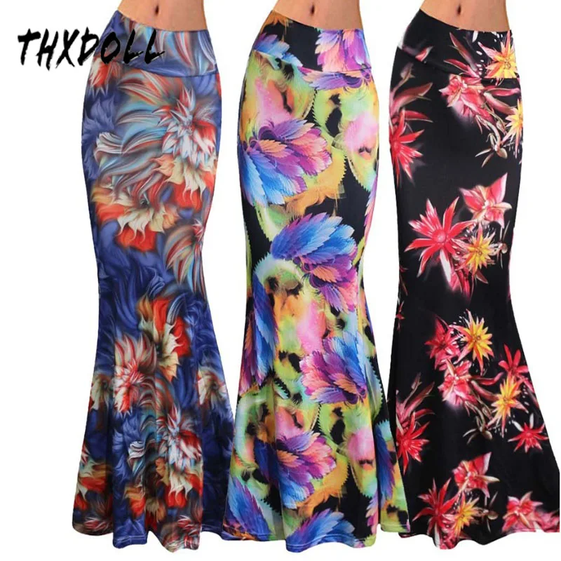 

Floral Mermaid Skirt Summer and Spring Floral Printing Maxi Skirts Women Casual Autumn Long Skirt for Women