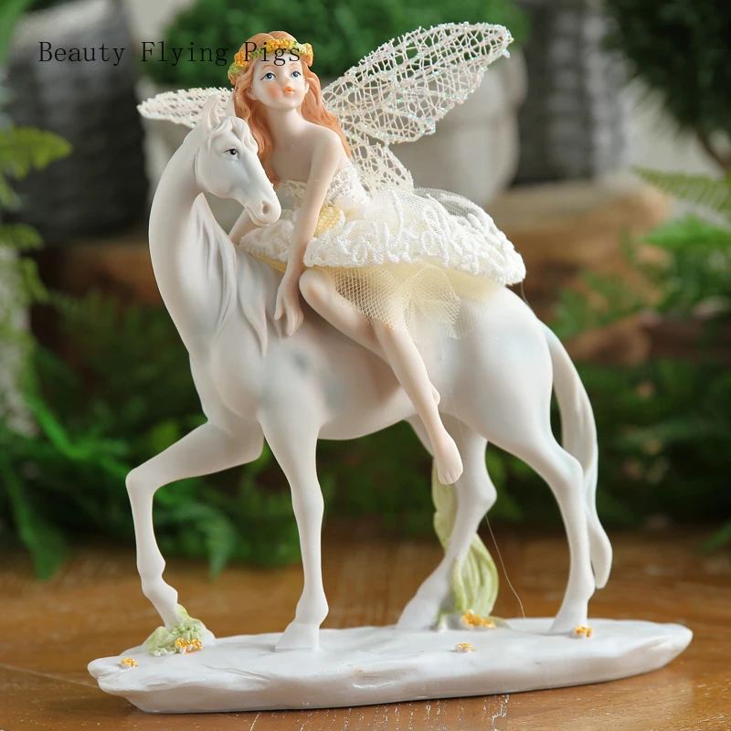

Direct selling new garden girl series resin angel Pegasus doll beautiful gift creative dream angel riding decoration ornaments