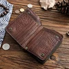 SIMLINE Genuine Leather Wallet Men Luxury Men's Vintage Handmade Short Bifold Wallets Purse With Zipper Coin Pocket Card Holder ► Photo 3/6