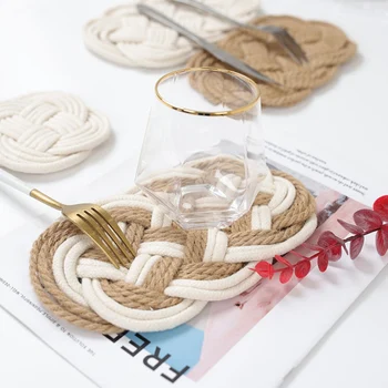 

Placemat Pads Coasters Kitchen Table Mats Knitting Bowl Mats Padding Mat Insulation Pad Round Square Hand-made Placemats Simple