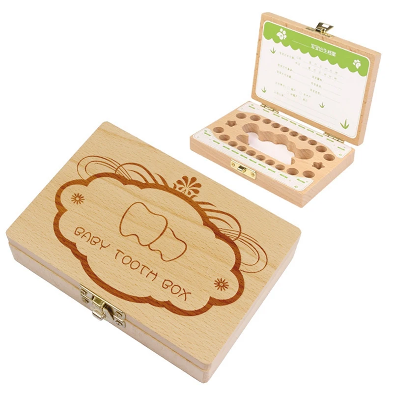 Деревянная детская коробочка для молочных зубов Органайзер деревянная коробка для хранения зубов для мальчиков и девочек подарок для