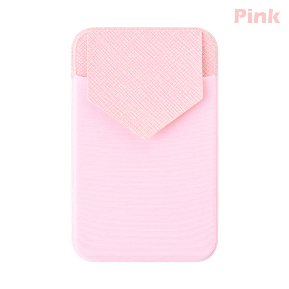 1 шт., модный кожаный держатель для карт, эластичная прочная клейкая наклейка, карман для мобильного телефона, кошелек, чехол, универсальный кошелек для мобильного телефона - Цвет: pink