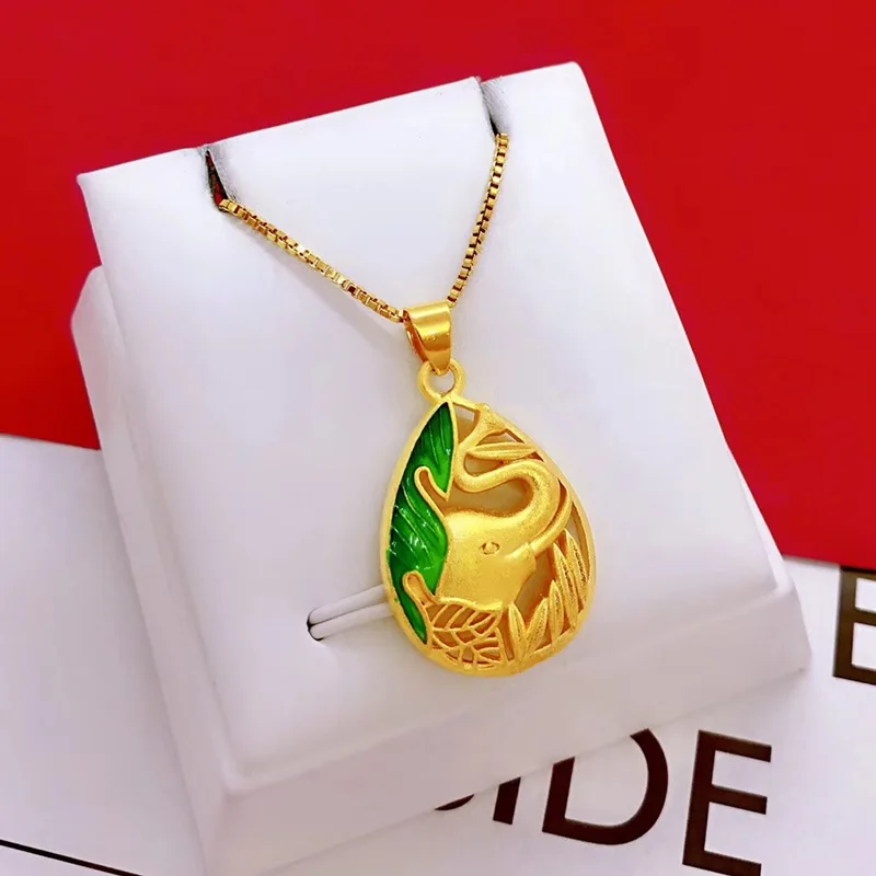 OMHXFC,, YM54, Европейская мода,, изящный женский подарок для вечеринки, дня рождения, свадьбы, винтажная зеленая серия, 24KT, Золотая подвеска, Шарм