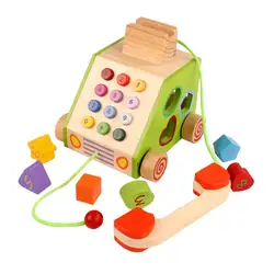 Деревянный искусственный телефон ребенок Раннее образование головоломка играть семья ребенок форма цифровой когнитивные строительные