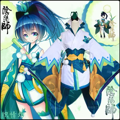 

Hight Quality Game Onmyoji Yin-Yang Division Hotarugusa Kimono Dress Women Cosplay Costume Dress + Belt + Headwear + Bowknot