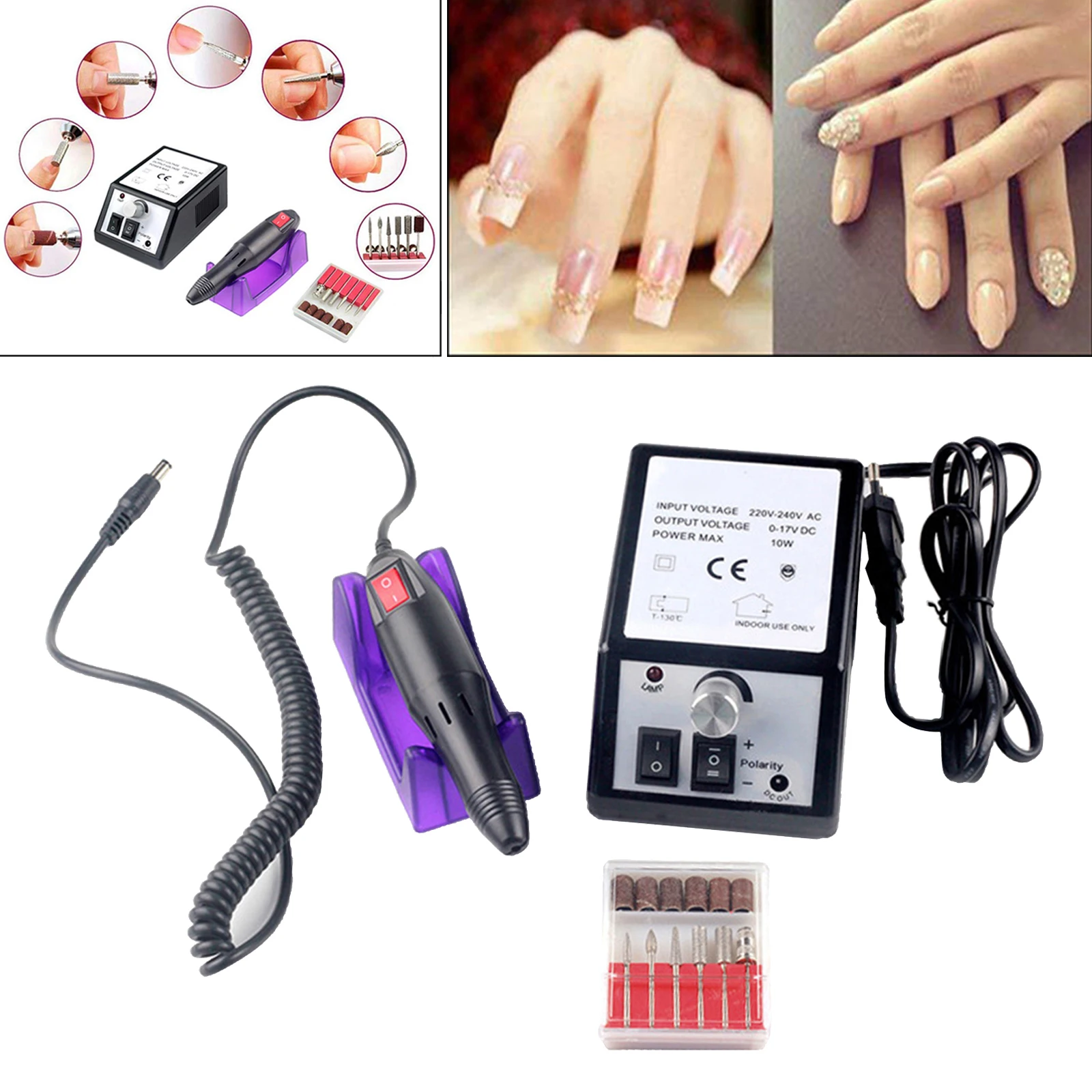 Electric Nail File Drill Acrylic Pedicure Manicure Salon Machine Tools Black Electric Nail Drill Bits Set Machine