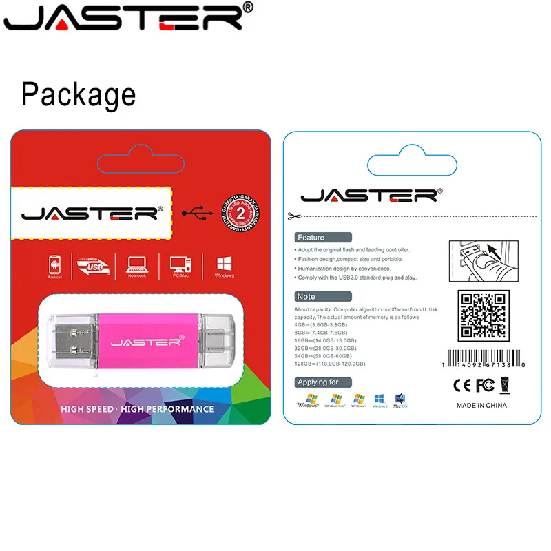 USB флеш накопитель JASTER 2 в 1 3 0 OTG & Type C 128 ГБ Pendrive 64 32 16 Ручка карта памяти Двойной Тип