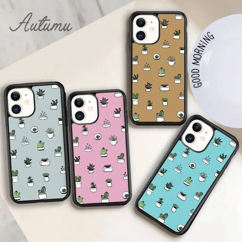 Cutie Cacti Phone Case for iPhone 11 12 13 Pro Max mini X XR XS SE 2020 5 6S 7 8 Plus Samsung Galaxy S9 S10 Cover shell | Мобильные