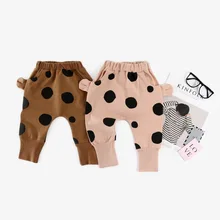 Одежда для младенцев новые стильные осенние штаны в горошек с высокой талией штаны-шаровары детские штаны на подгузник Детские обтягивающие штаны в Корейском стиле