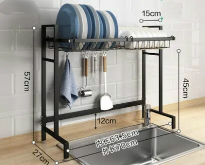 63CM only shelf Новая кухонная сушилка для посуды из нержавеющей стали тарелка столовые приборы чашка сушилка для посуды сушилка над раковиной кухонный Органайзер Хранение держатель pf83110 - Цвет: 63CM only shelf