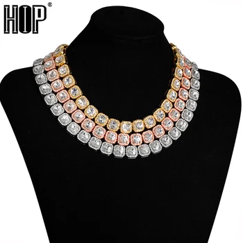 

Hip Hop 12 MM Micro Pave Cubic Zircon 1 Row Alloy Tennis Chain Bracelet Necklace Bling Mens For Men Women Jewelry