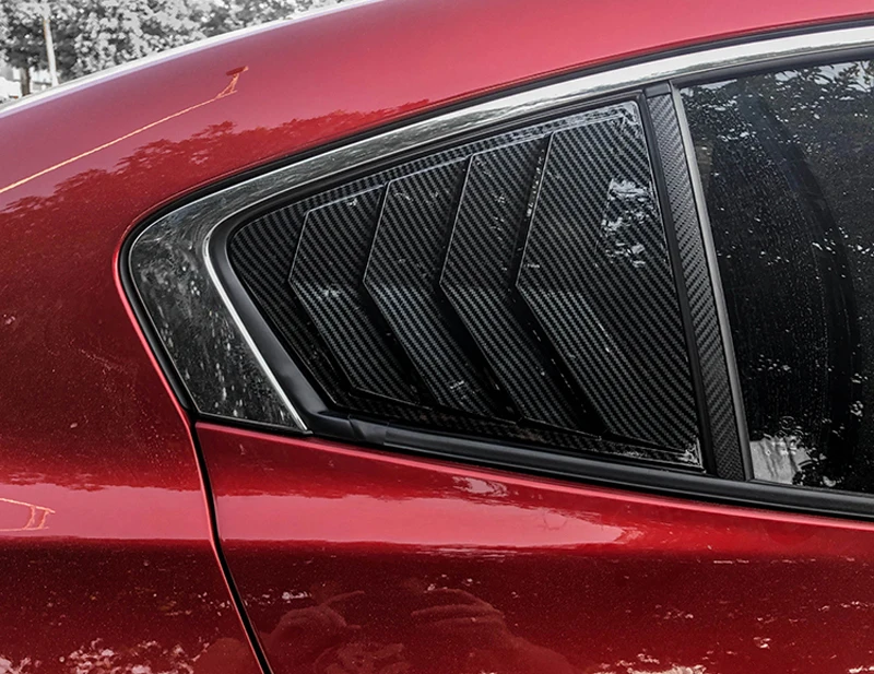 Car Styling Exterior Black Rear Window Triangle Louvers Vent Frame Cover Trim 2pcs For Mazda3 Axela BP