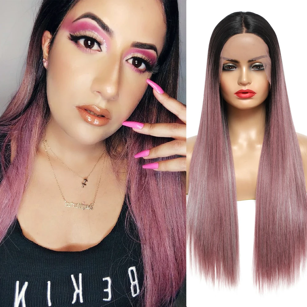 mulheres, longo Yaki reta, cabelo parte T,