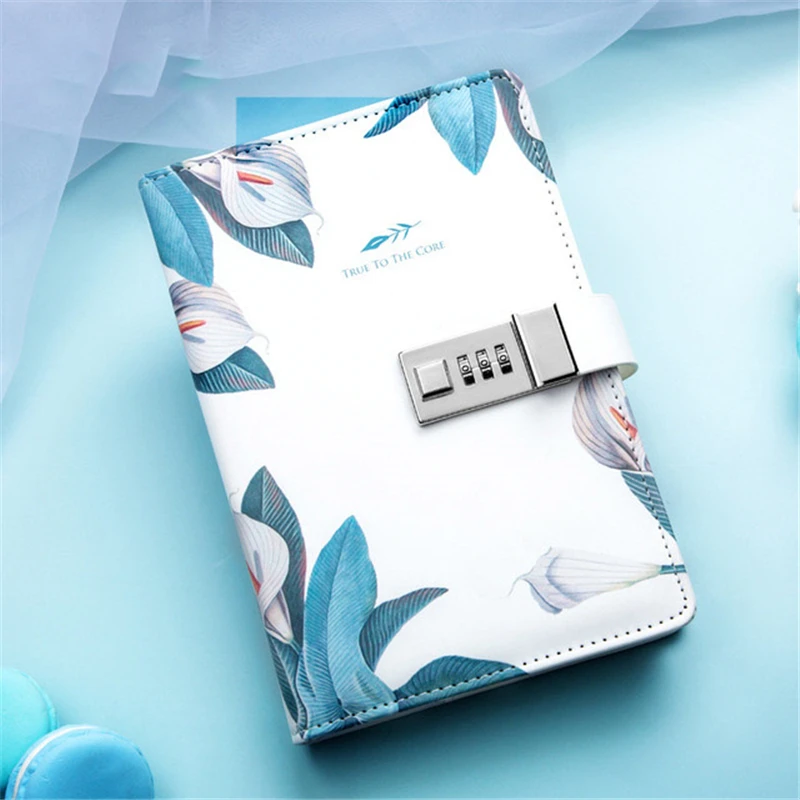 

Simple with Lock Diary Kawaii Leather Password Notebook Travel Journal Note Book Luxury DIY Agenda Planner Organizer Notepad D40