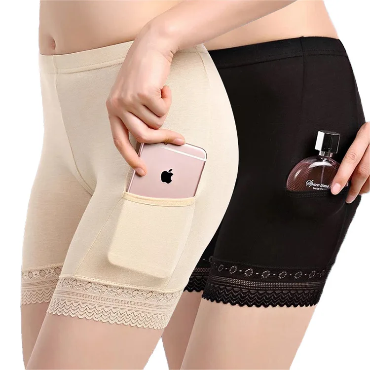With-pocket-modal-underwear-women-s-safety-pants-lace-three-pants