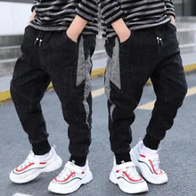 Весенние новые стильные детские джинсы детские брюки среднего и большого размера в Корейском стиле для мальчиков коллекция года, весенне-Осенняя детская одежда