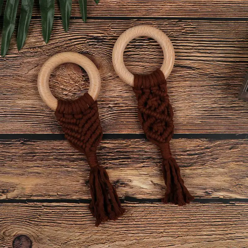 Многоцветная Органическая макраме Прорезыватель для зубов Boho зубное кольцо детская сенсорная игрушка натуральный хлопок детская игрушка для прорезывания зубов детская игрушка для новорожденных