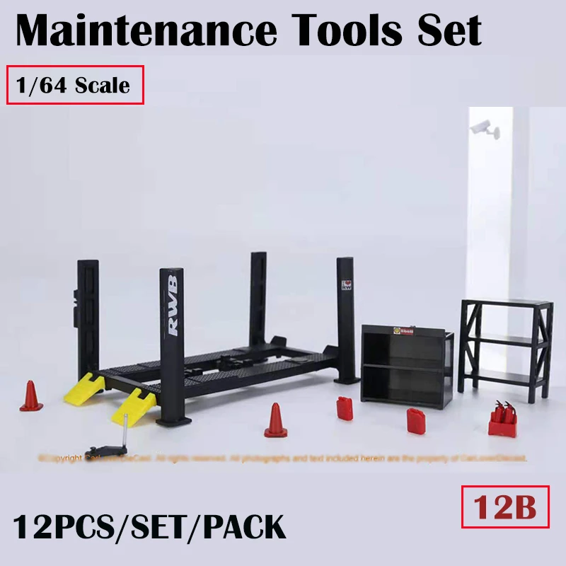 Ferramentas de Manutenção do Conjunto Modelo de Carro Diorama Garagem Liga Die-cast Exibição 12 Pçs Set-4 Versões 1 - 64 24 High Quality Brinquedos e hobbies