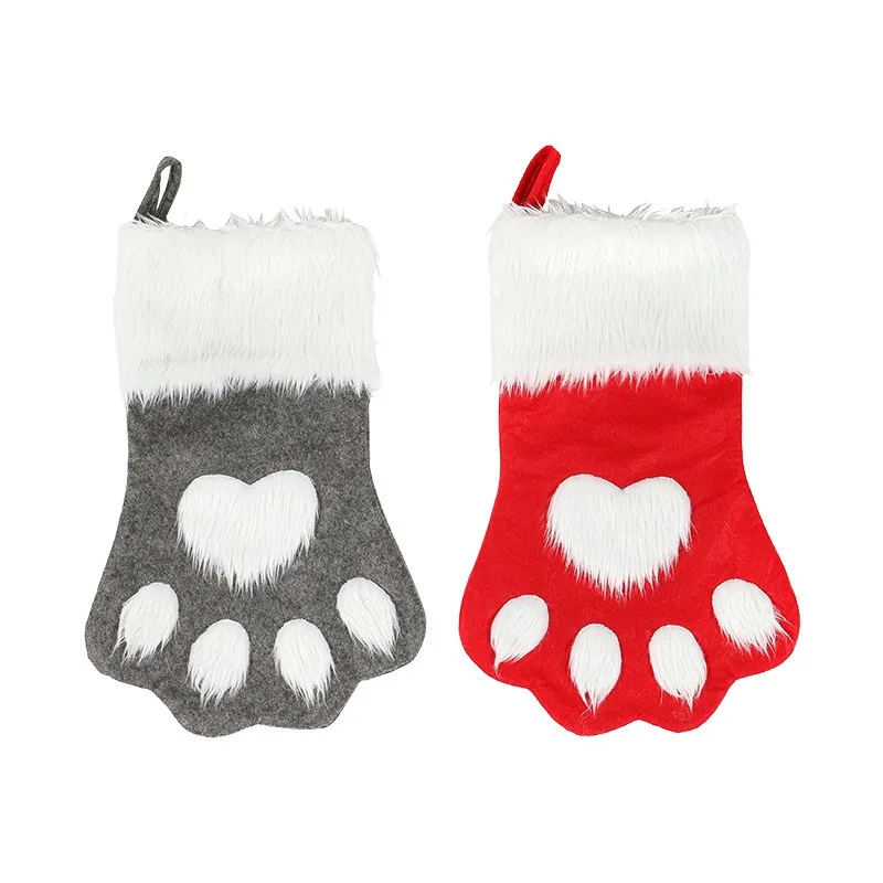

Stockings Christmas Home Decoration Accessories Cute Paws Christmas Gift Bags Pet Dog Cat Paw Stocking Socks Xmas Tree Ornaments