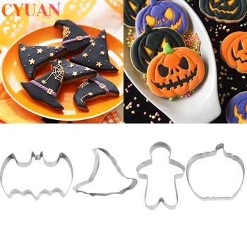

Halloween Cookie Cutter Set Pumpkin Witch Hat Ghost Bat Spider Web Biscuit Cut Mold Cake Baking Tools Halloween Party Supplies