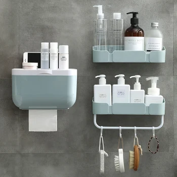 

Nordic Toilet Paper Holder Tissue Stand Creative Waterproof Bathroom Wall Paper Punch-free Pumping Paper Roll Shelf Basket FH061