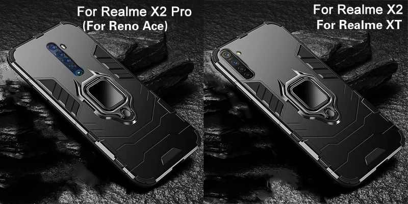 Чехол TeppKa для OPPO Realme X2 Pro, противоударный чехол для телефона с кольцом для Realme X2, Жесткий ПК, мягкий ТПУ Гибридный чехол-накладка