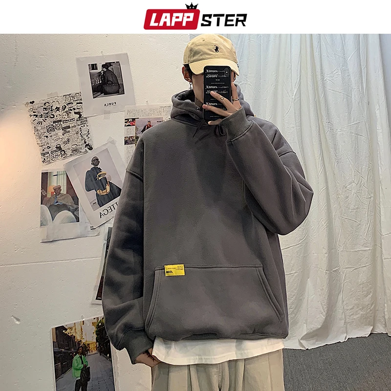 

Men Oversized Harajuku Hoodies Sweatshirts 2019 Thick Mens Solid Hip Hop Hoodie Male Korean Fashions Streetwear Clothes