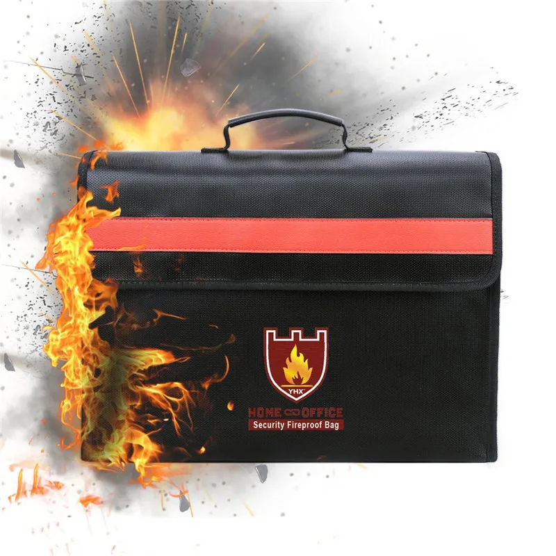 

Household Fire Safety Bag Single Shoulder Document Bag with Handle to Protect Valuables Red Reflective Strip Safe accessories