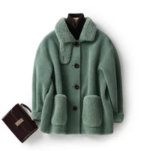 Новинка natuarl овечья шерсть пальто для женщин настоящая овечья стрижка Меховая куртка новая мода один мех пальто размера плюс F1203