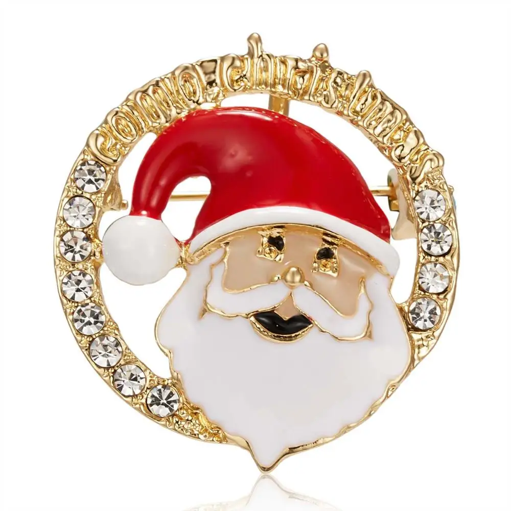Merry Christmas броши на булавке милый Санта Клаус шляпа прекрасный Лось подарок эмаль значок брошь год Рождество Санта Клаус брошь с животными - Окраска металла: 1