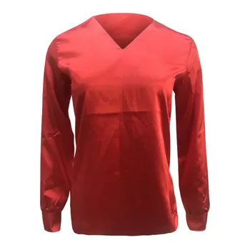 

Women's office shirts Women's solid color silk satin work shirts plus size ladies tops