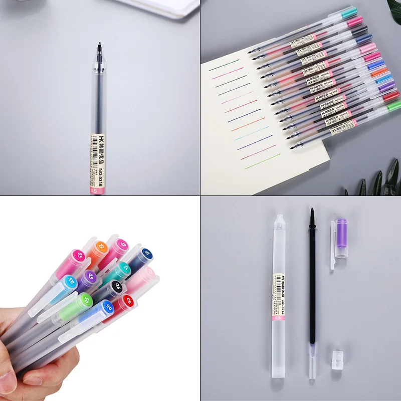 12 Pcs/lot 0.5mm Gel Pen Set Colorfule Cute Ink Maker Pen School Office things Supply 12 Colours muji gel pens Material Escolar