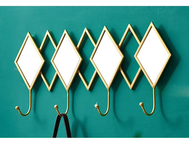 Creative key hook bathroom bedroom wall household door hanging clothes wall hanging wall Golden Baking Paint Remove Paint by Han