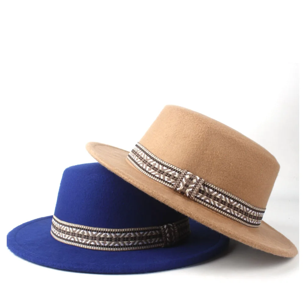 Новая мужская и женская мода Fedora гладкая шляпа Зимняя широкоугольная шляпка для церкви шерсть фетровый, Джазовый головной убор Панама чародейная шляпа размер 56-58 см