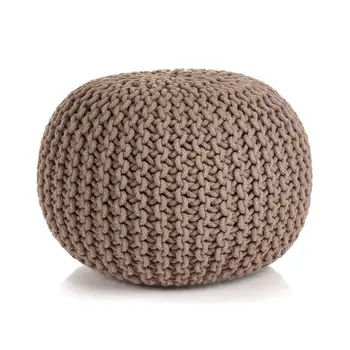 

Modern Hand-Knitted Pouf Soft Brown Bean Bag Sofas Lazy Bags for Living Room Beanbag Foam Balls Footstool Vintage look 50x35cm