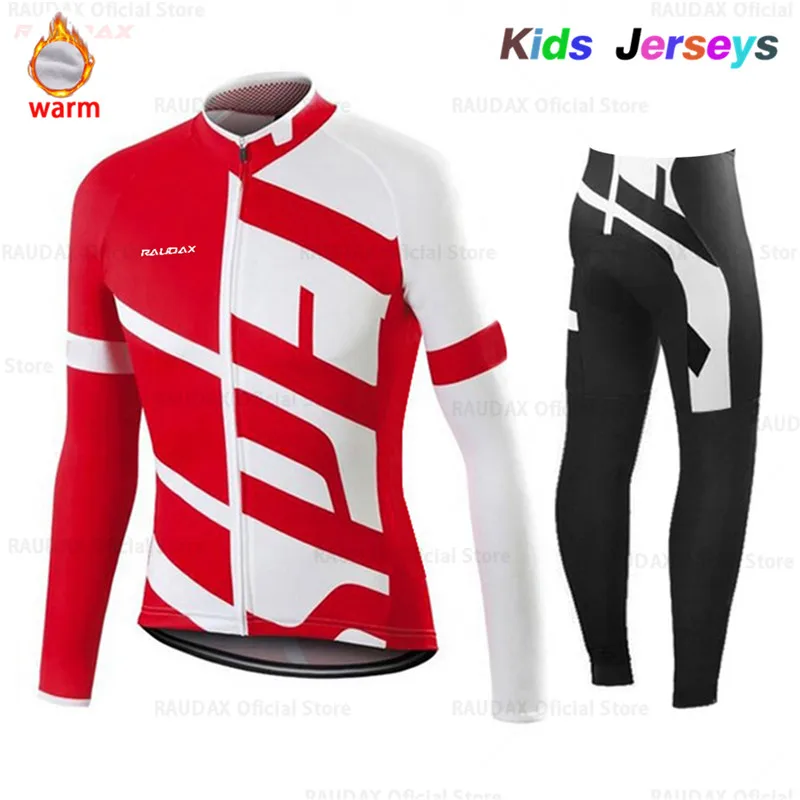 

2019 Children Winter Thermal Fleece Set Cycling Clothes Boys Jersey Suit Kids Sport Riding Bike MTB Clothing Long Pants Warm Set
