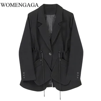 

Loose Women Black Bandage Split Big Size Blazer Lapel Long Sleeve Loose Fit Jacket Fashion Tide Spring Autumn 2020 ZH4T