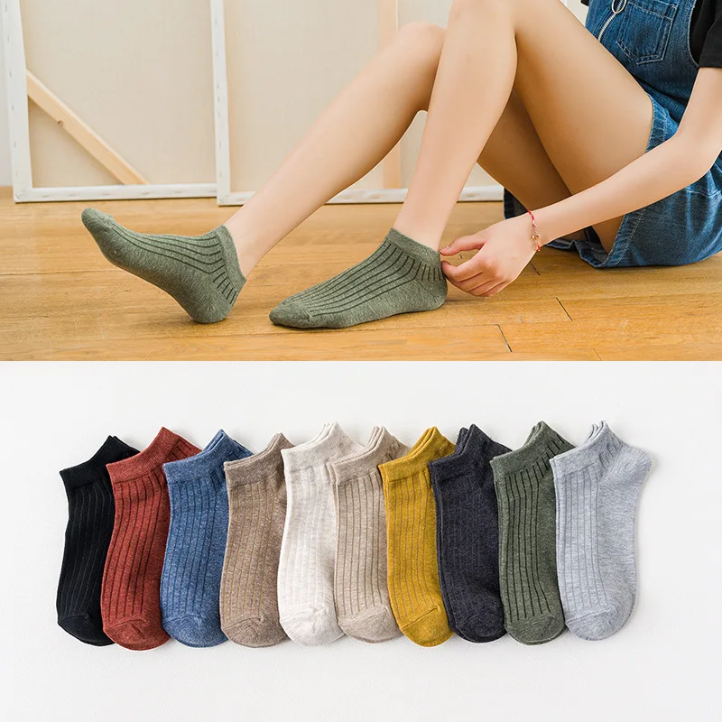 Description Picture 3 of item10 Pieces = 5 Pairs Women Invisible Cotton Sock Slippers Lady Female Summer Casual Fashion Soft Short Ankle Shallow Mouth Socks