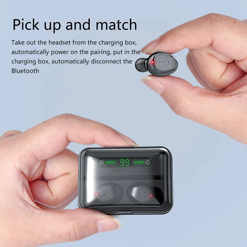 TWS Bluetooth Earphone V5 0 Stereo Mini Wireless Earbuds LED Display Wireless Headphones With Dual Mic Phone Holder For Xiaomi