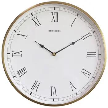 

Roman Modern Wall Clock Nordic Music Quartz Round Gold Simple Wall Clock Creative Metal Relogio De Parede Watch Wall DE50WC