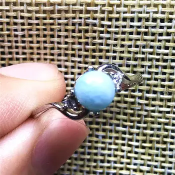 

6mm Genuine Natural Blue Larimar Ring For Woman Man Stone Silver Beads Gemstone Fashion Engagement Adjustable Ring Jewelry AAAAA